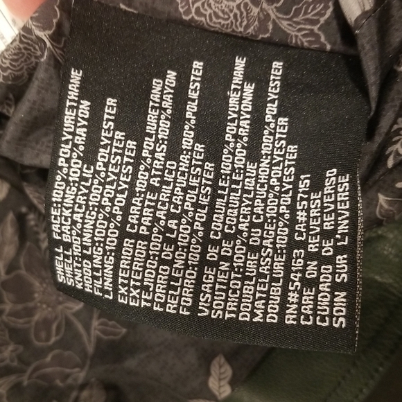 💕GUESS💕 Faux Leather Hooded Moto Jacket Zip Front Scuba ~ Hunter Green XL NWT - Picture 16 of 16